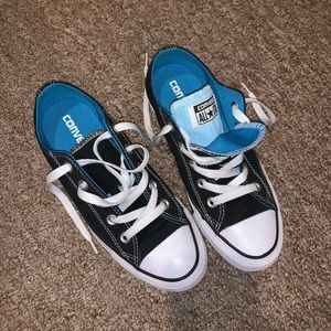 Black and blue converse